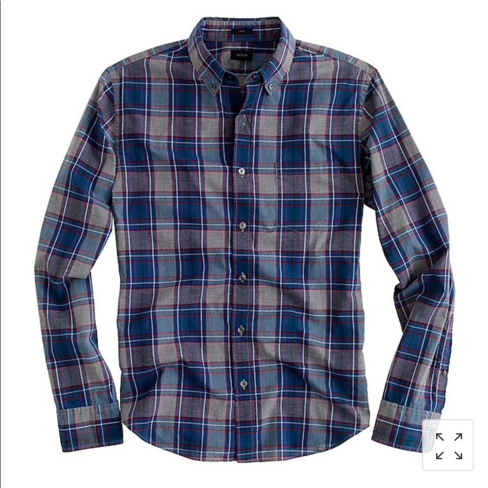 JCrew slim heather plaid shirt in faded pilot sz S